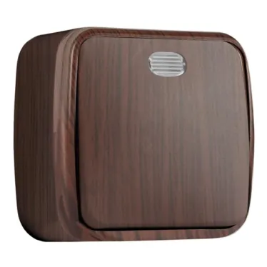 Выключатель 1-клавишный ОП Минск 10А с индикатором темное дерево