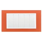 Рамка с суппортом на 5 узких модулей, S82C, оранжевый - белый (стекло)