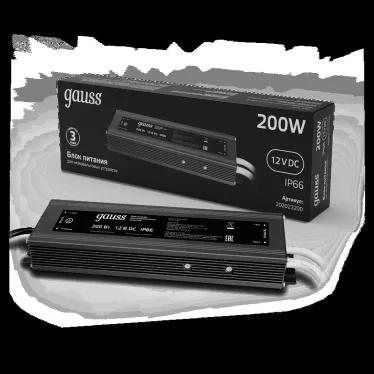Блок питания для светодиодной ленты 200 Вт AC 100-264В Uвых 12В IP66 230х120х58мм Black Gauss