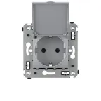 Avanti Розетка с крышкой в стену 2P+E с з/ш Закаленная сталь