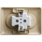 ЭТЮД Розетка двойная скрытой установки без заземления со шторками 16А 250B, кремовый