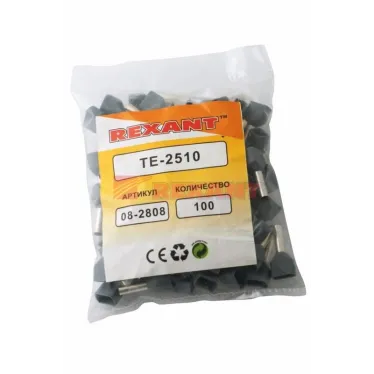 Наконечник штыревой втулочный изолир F-10 мм 2х2.5 кв мм (НШВи(2) 2.5-10хНГи2 2,5-10), REXANT