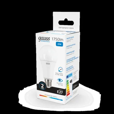 Лампа светодиодная LED 20 Вт 1750 лм 6500К А60 груша холодный E27 AC 220В Elementary Gauss