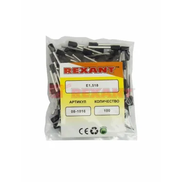 Наконечник штыревой втулочный изолир F-18 мм 1.5 кв мм (НШВи 1.5-18) черный, REXANT