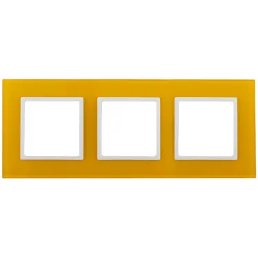Рамка на 3 поста, стекло, Эра Elegance, жёлтый+бел, 14-5103-21