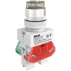 Выключатель кнопочный ВK-22 ABLFP диам. 22мм белый LED 220В