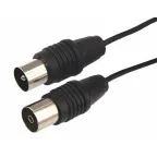 ВЧ кабель, ТВ гнездо - ТВ штекер, длина 1,5 метра, чeрный,