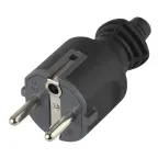 Вилка c/з 16A прямой ввод ПВХ оболочка черная (10/200/6000) V4(B)