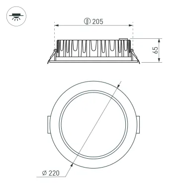 Светильник MS-MIST-BUILT-R220-30W Day4000 (WH, 110 deg, 230V) (Arlight, IP54 Металл, 5 лет) | 039064 | Arlight