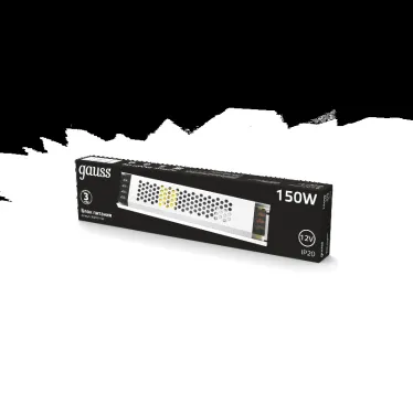 Блок питания для светодиодной ленты 150 Вт AC 190-240В Uвых 12В IP20 205х38х42мм ультратонкий Black Gauss