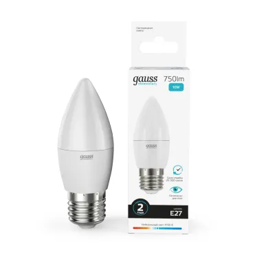 Лампа светодиодная Elementary Свеча 10W 750lm 4100K E27 LED 1/10/100 | 30220 | Gauss