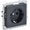BRITE Розетка с заземлением с защитными шторками 16А РС14-1-0-БрГ графит