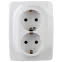 Розетка 2X2P+E Schuko, 16A-250В, винт, Эра12, белый, 12-2116-01