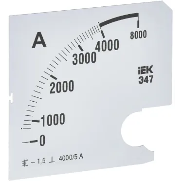 Шкала сменная для амперметра Э47 4000/5А класс точности 1,5 96х96мм