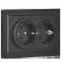 BRITE Розетка 2-ая с заземлением со шторками 16А в сборе РСш12-3-БрЧ черный | BR-R24-16-K02-F | IEK