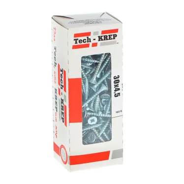 Шуруп универсальный 4,5х30 потайная головка, остроконечный, оцинкованный (200шт) - коробка