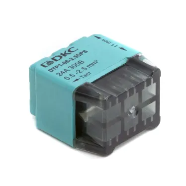 Клемма строительно-монтажная (СМК) на 6 проводника до 2.5 кв. мм. на токи до 24А (голубая)