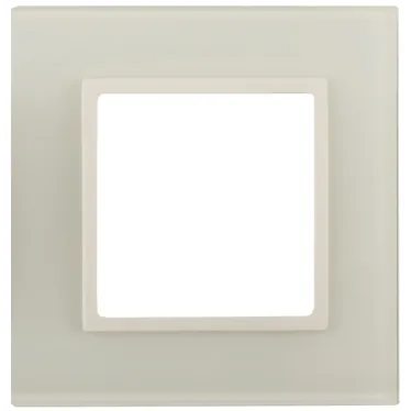 Рамка для розеток и выключателей Elegance 14-5101-02 на 1 пост, стекло, Эра Elegance, слоновая кость+слоновая кость