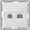 W59 Розетка информационная двойная компютерная + телефон кат.5е в рамку шампань