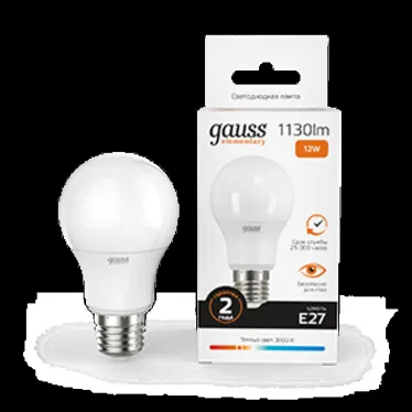 Лампа светодиодная LED 12 Вт 1130 лм 3000К А60 груша теплый E27 AC 220В Elementary Gauss