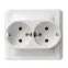 ЭТЮД Розетка двойная скрытая с заземлением без шторок белая
