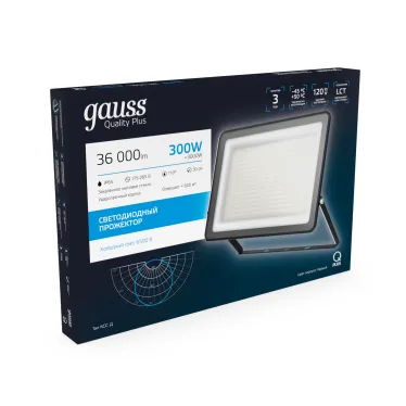 Прожектор светодиодный Qplus 300W 36000lm 6500K 175-265V IP65 черный LED 1/2 | 613511300 | Gauss