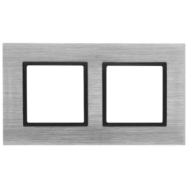 Рамка на 2 поста, металл, Эра Elegance, сталь+антр, 14-5202-41