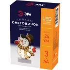 Светильник декоративный новогодний Снеговичок, холодный белый LED, h 24 см, 3*АА, IP20
