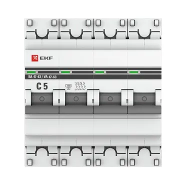 Выключатель автоматический четырехполюсный 5А С ВА47-63 4.5кА PROxima