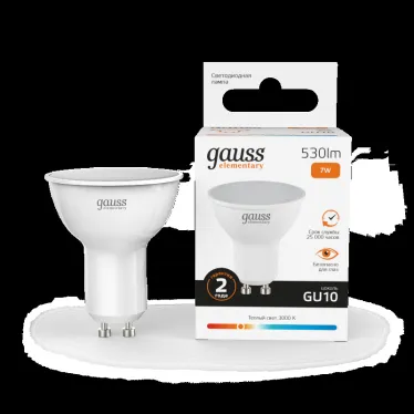 Лампа светодиодная LED 7 Вт 530 лм 3000К софит MR16 теплый GU10 AC 220В Elementary Gauss