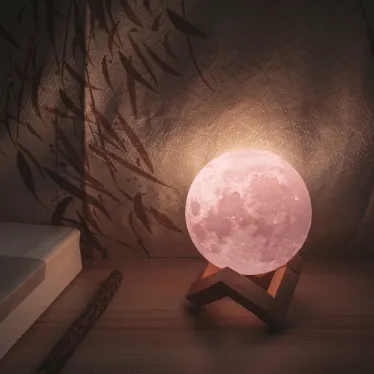 Светильник настольный NN001 3D Луна 1W 5V Li-ion 450mA D10см белый LED 1/6/24 | NN001 | Gauss