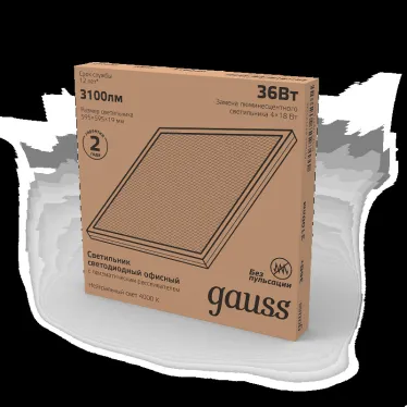 Светильник светодиодный ДВО 36 Вт 3300 лм 4000К AC 220В IP20 595х595х19мм призма Офис Gauss