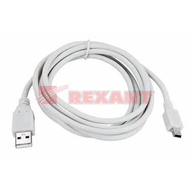 Кабель USB-mini USB - PVC, 1.8м., белый