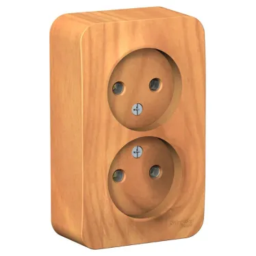 BLANCA розетка наружная двойная без заземления без шторок, 16А, 250В, ясень