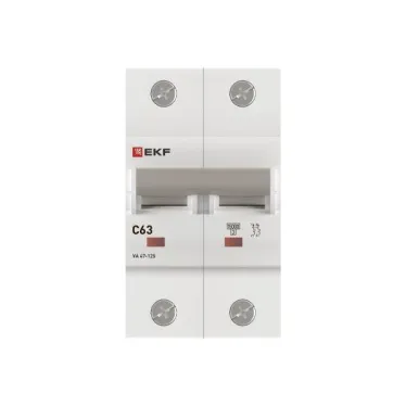 Автоматический выключатель ВА 47-125 2P 63А (C) 15кА PROXIMA  | mcb47125-2-63C | EKF