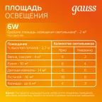 Светильник светодиодный встраиваемый квадратный с декоративным стеклом 6W 3000K 1/40 | 948111106 | Gauss