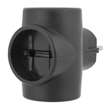 Тройник электрический 6-10 А без заземления черный | 11-1076 | REXANT