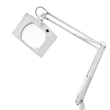 Лупа на струбцине , квадратная, 5D, с подсветкой, белая | 31-0111 | REXANT