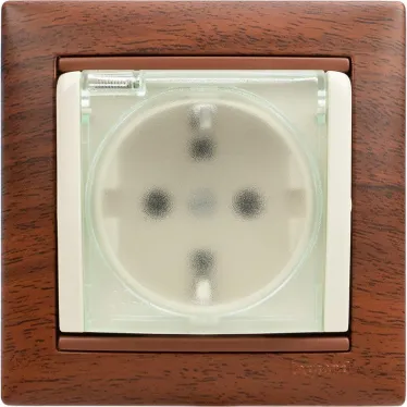 VALENA Розетка с заземлением со шторками с крышкой в рамку слоновая кость