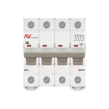Выключатель автоматический AV-6 4P 6A (C) 6kA AVERES