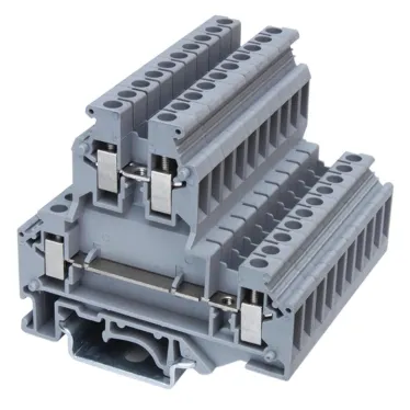 Клемма двухуровневая, винтовой зажим, 4 точки подключения, 2.5 кв.мм, серая