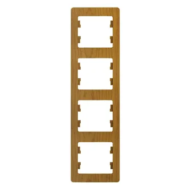 GLOSSA Рамка 4 поста вертикальная дуб