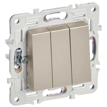 SKANDY Выключатель 3-клавишный 10А SK-V11Sh шампань IEK