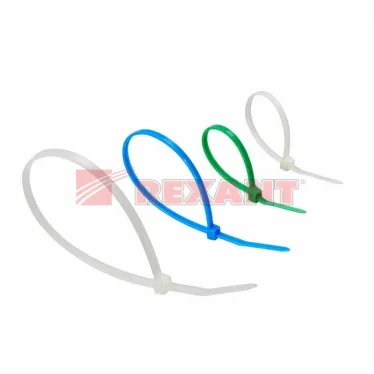 Набор хомутов-стяжек нейлоновых 100, 150, 200 мм, цветные, НХ-1, тубус 200 шт, REXANT