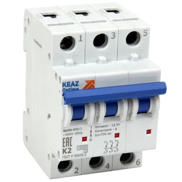 Выключатель автоматический трехполюсный 25А L 10кА AC OptiDin BM63-3L25-10-УХЛ3