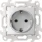 Розетка с заземлением и шторками Schuko 2Р+Е 16A 250В~ с системой Push@Go цвета алюминий S24 Harmonie