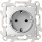 Розетка с заземлением и шторками Schuko 2Р+Е 16A 250В~ с системой Push@Go цвета алюминий S24 Harmonie