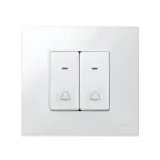 Кнопка клавишная звонок с подсветкой узкая, 10А 250В, S27 белый