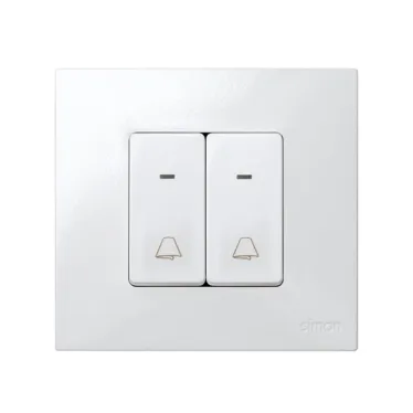 Кнопка клавишная звонок с подсветкой узкая, 10А 250В, S27 белый