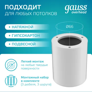 Светильник светодиодный декоративный бытовой HD011 12W (белый) 4100K 79x100мм | HD011 | Gauss